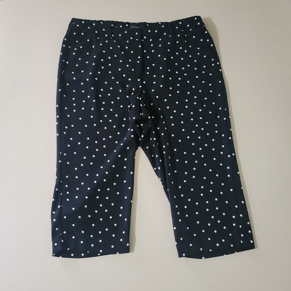 Talbots Navy Dotty Print Capris Pant View 2